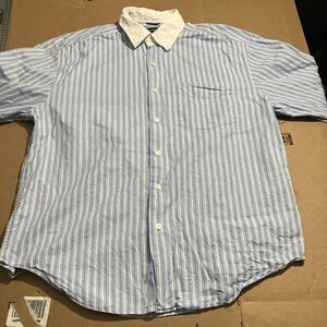 Nautica Men's Blue‎ Striped Shirt Large, Button Down Collar, Long Sleeve